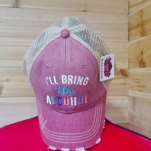 'I'll Bring the Alcohol' distressed hat